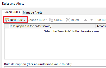 Outlook: The Rules and Alerts dialog box Image: Outlook: The Rules and Alerts dialog box